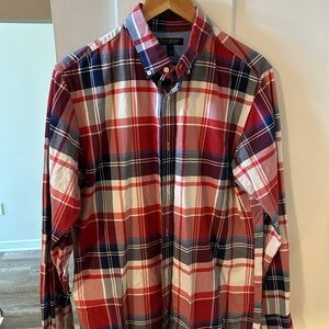 Banana Republic Red and Blue Plaid Button Down Shirt